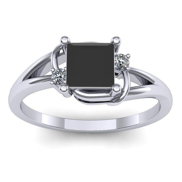 Inel logodna cu diamant negru patrat