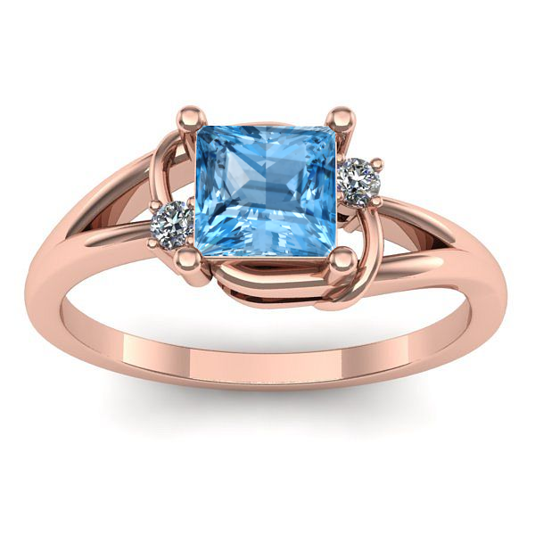 Inel logodna cu topaz blue patrat