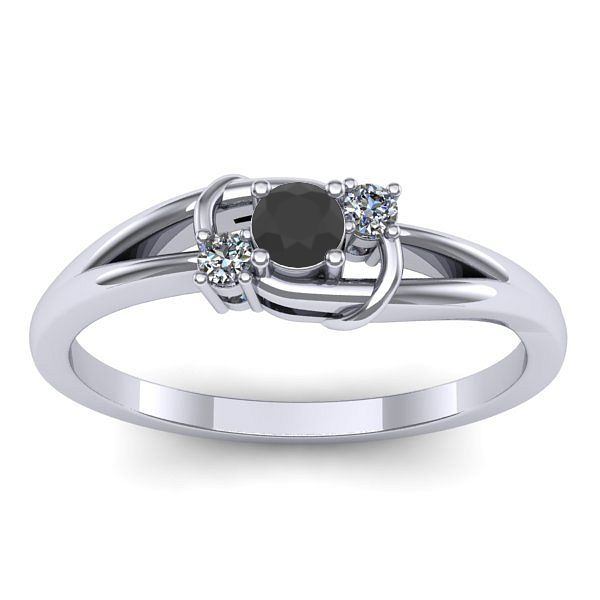 Inel cu diamant negru rotund