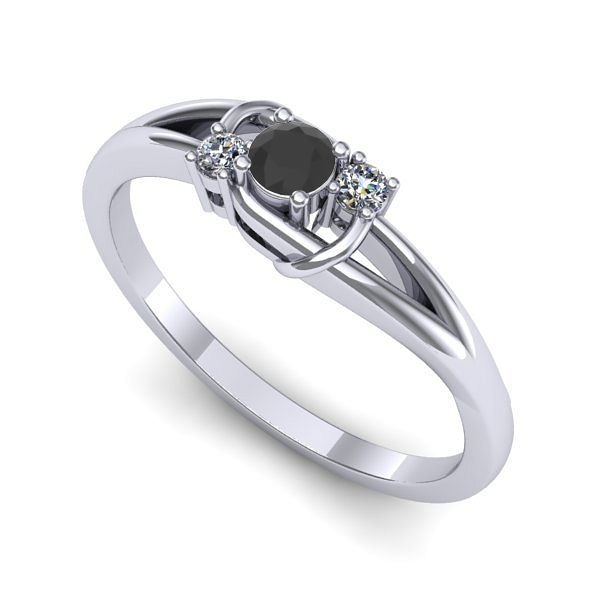 Inel de logodna din aur alb cu diamant negru