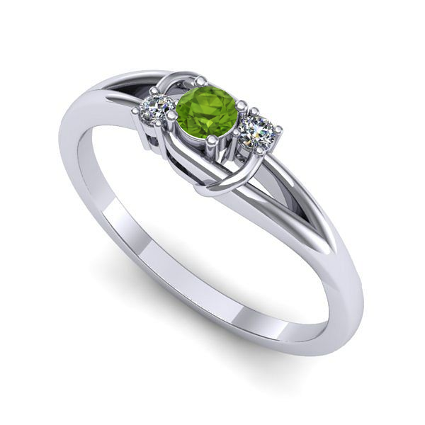 Inel logodna din aur alb cu peridot