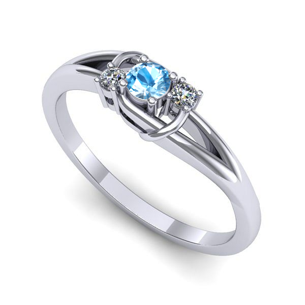 Inel logodna din aur alb cu topaz blue