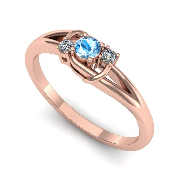 Inel de logodna din aur roz cu topaz blue