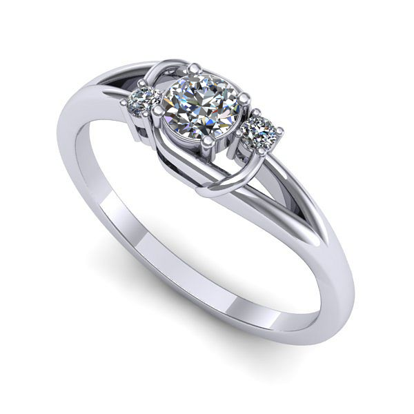 Inel logodna din aur alb cu diamant