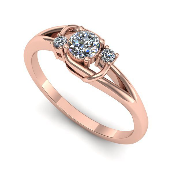 Inel logodna din aur roz cu diamant