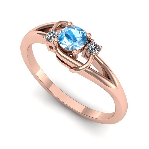 Inel de logodna din aur roz cu topaz blue