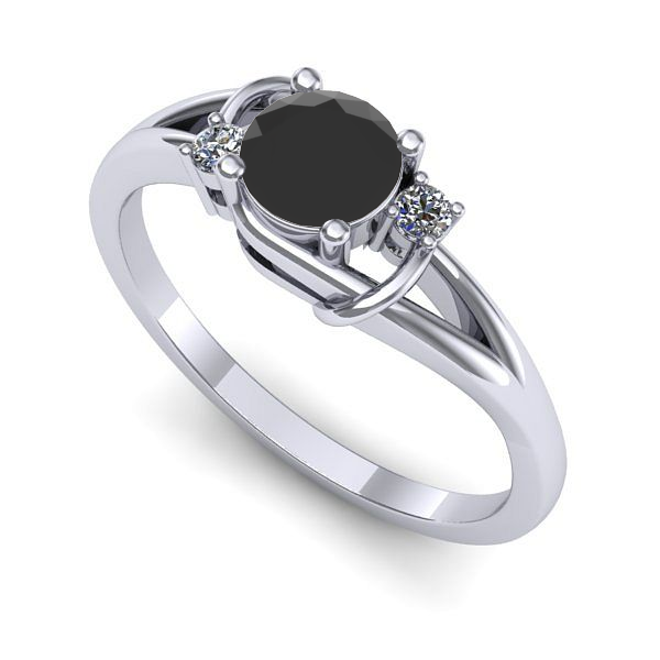 Inel din aur alb cu diamant negru