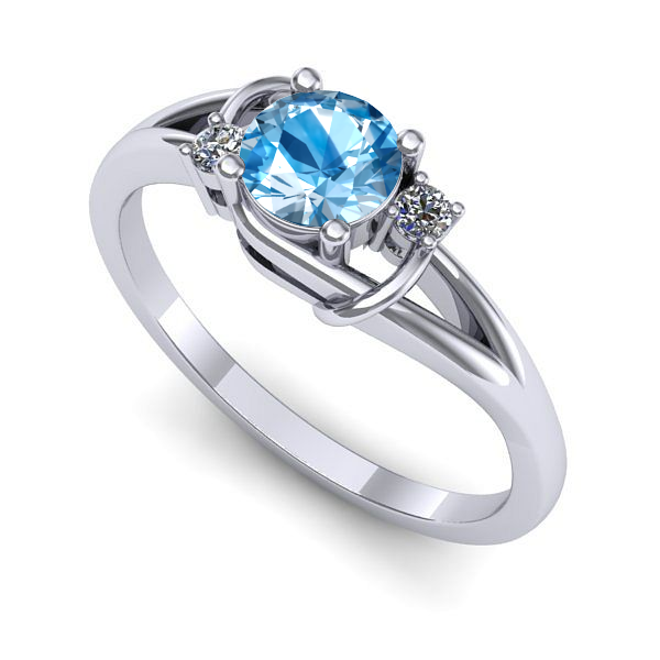 Inel din aur alb cu topaz blue