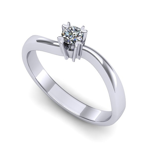 Inel logodna din aur alb cu diamant