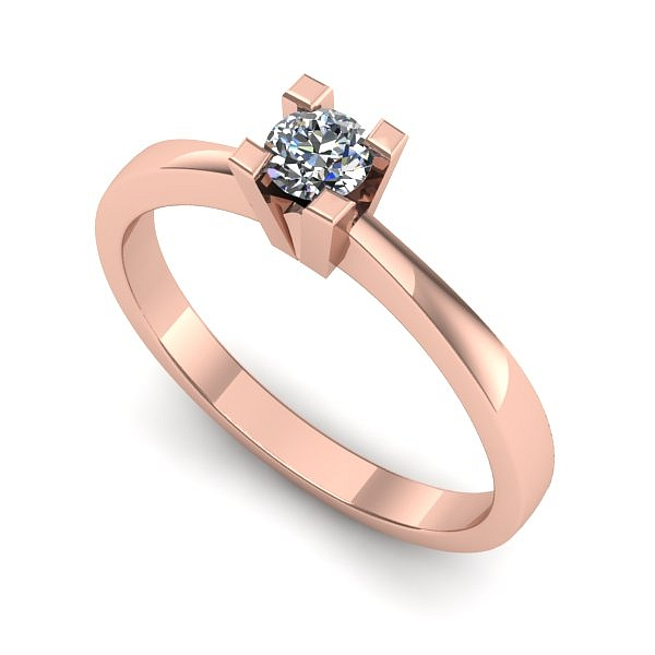 Inel de logodna din aur roz cu diamant