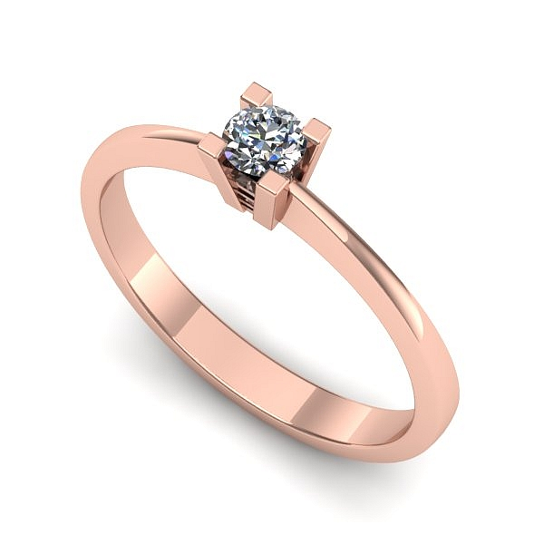 Inel din aur roz cu diamant