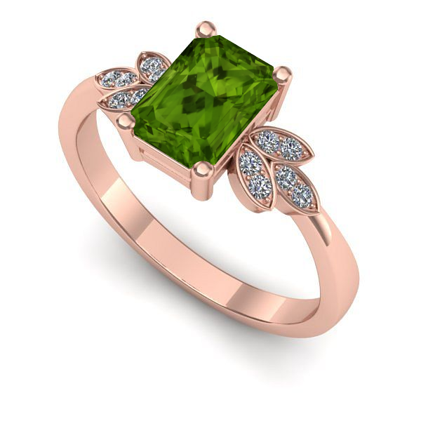 Inel de logodna din aur roz cu peridot