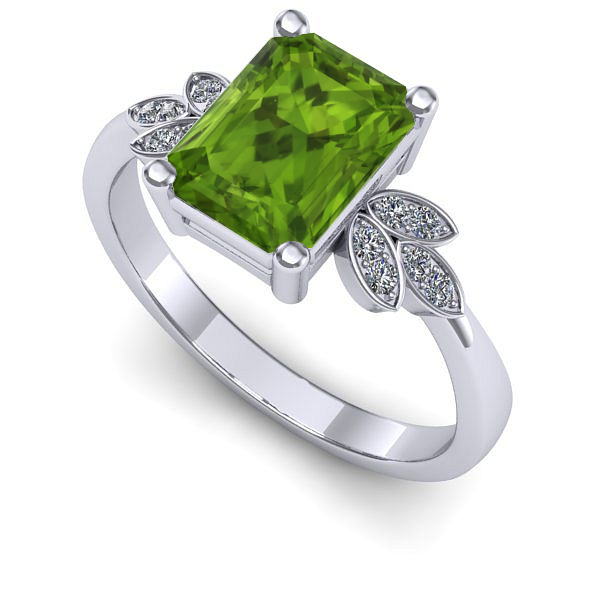Inel din aur alb cu peridot