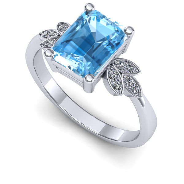 Inel de logodna din aur alb cu topaz blue