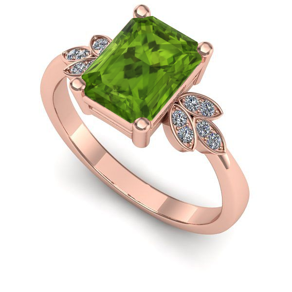Inel de logodna din aur roz cu peridot