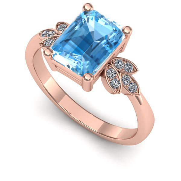 Inel de logodna din aur roz cu topaz blue