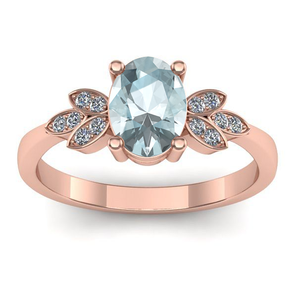 Inel logodna cu aquamarin oval