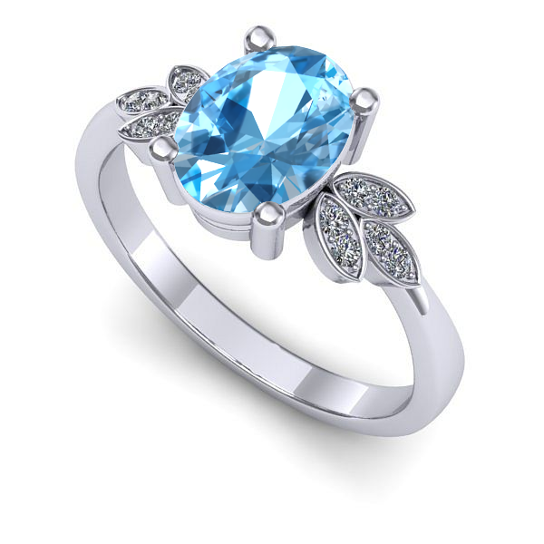 Inel din aur alb cu topaz blue