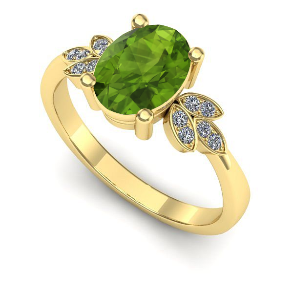 Inel logodna din aur galben cu peridot