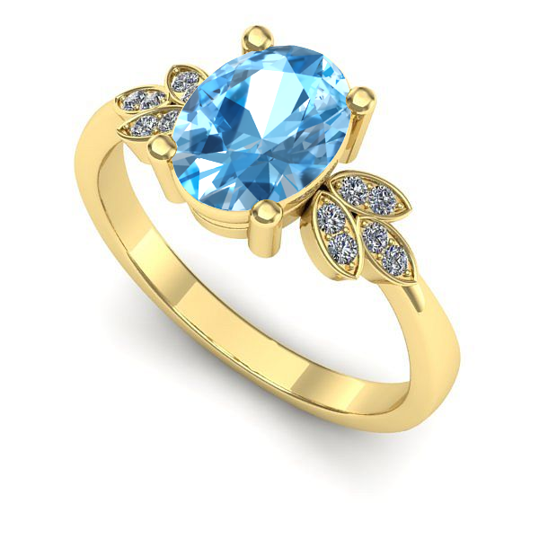 Inel logodna din aur galben cu topaz blue
