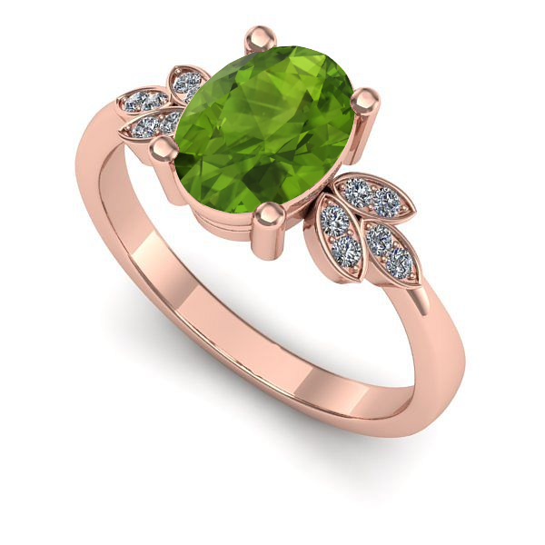 Inel din aur roz cu peridot