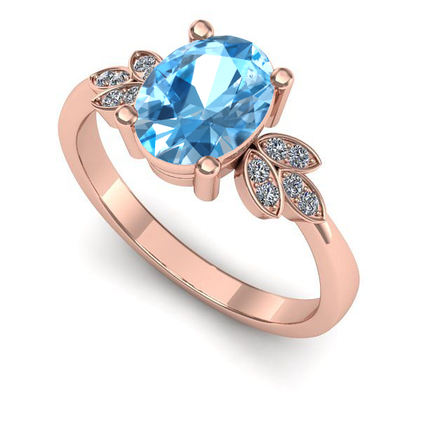 Inel logodna din aur roz cu topaz blue