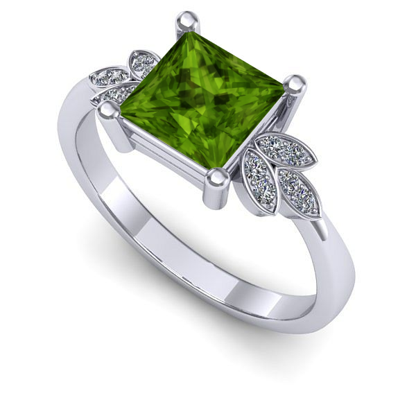 Inel din aur alb cu peridot
