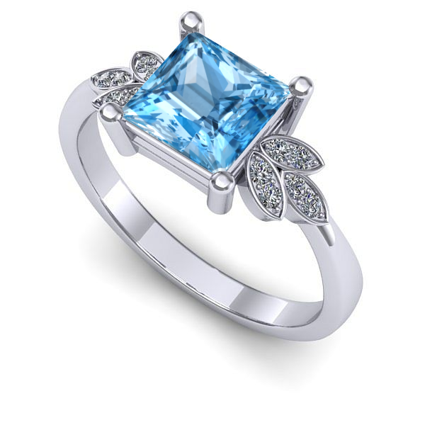 Inel din aur alb cu topaz blue