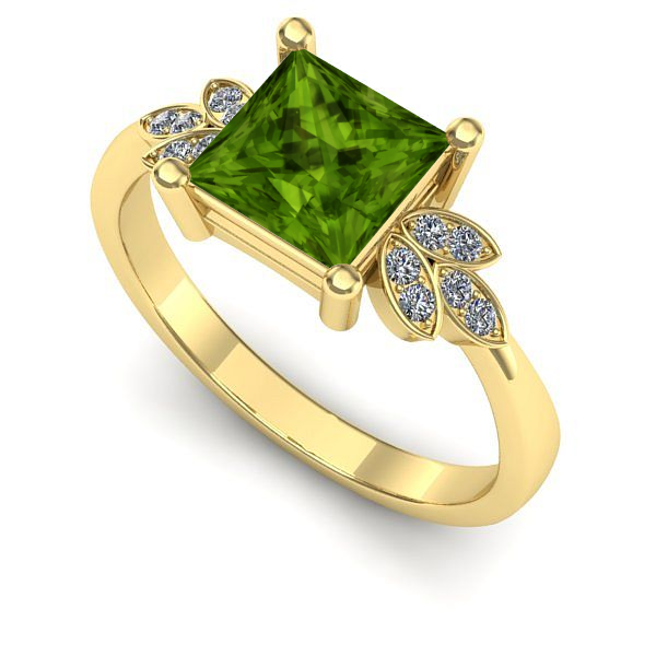 Inel logodna din aur galben cu peridot