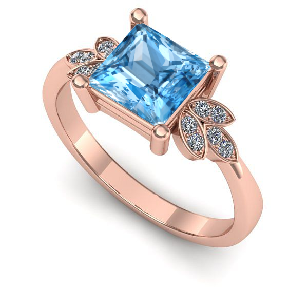 Inel de logodna din aur roz cu topaz blue