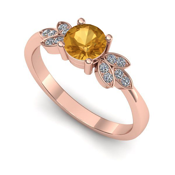 Inel logodna din aur roz cu citrin