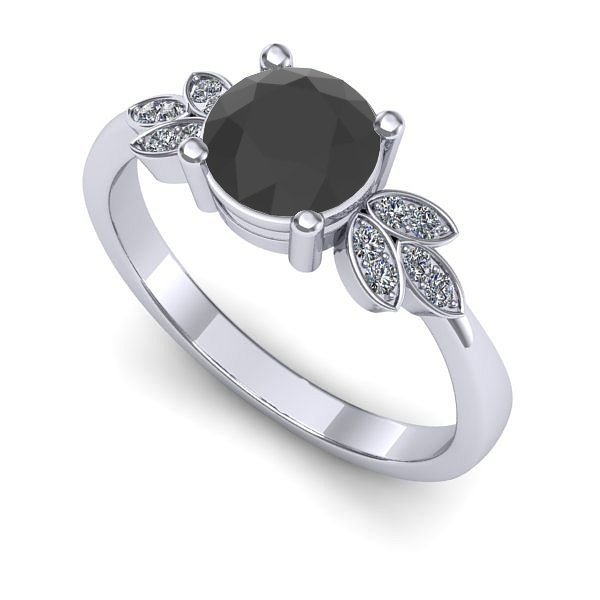 Inel logodna din aur alb cu diamant negru