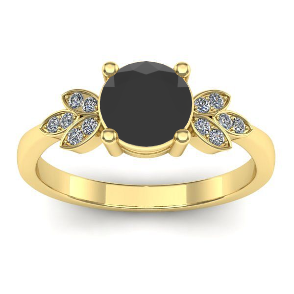 Inel de logodna cu diamant negru rotund