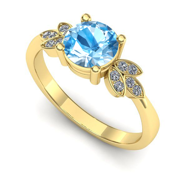 Inel din aur galben cu topaz blue