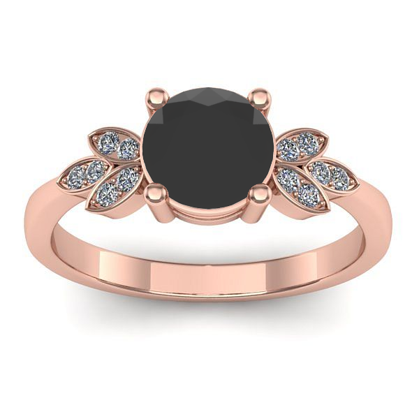 Inel de logodna cu diamant negru rotund
