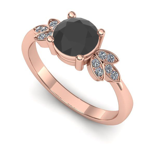 Inel logodna din aur roz cu diamant negru