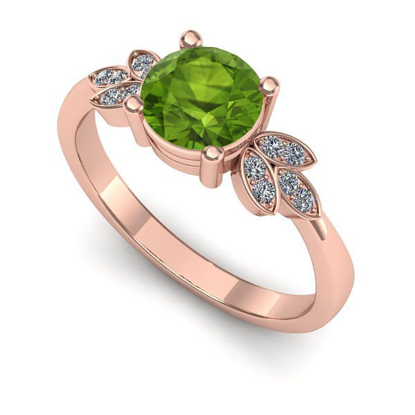 Inel din aur roz cu peridot