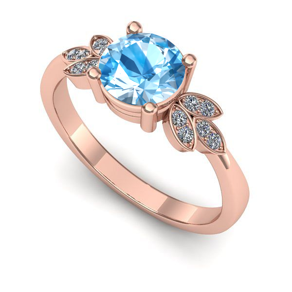 Inel logodna din aur roz cu topaz blue