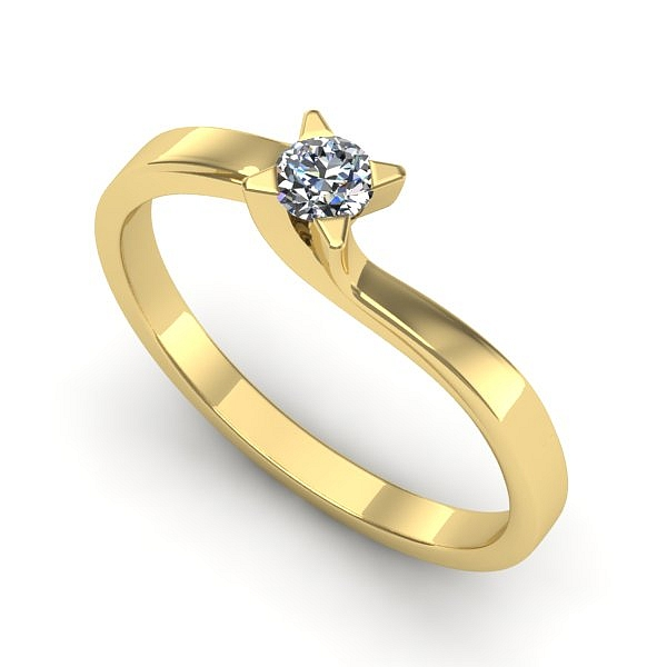 Inel logodna din aur galben cu diamant