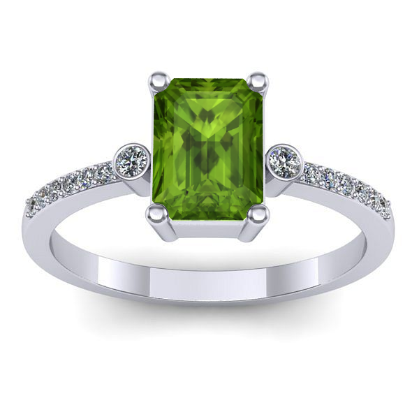 Inel de logodna cu peridot dreptunghiular