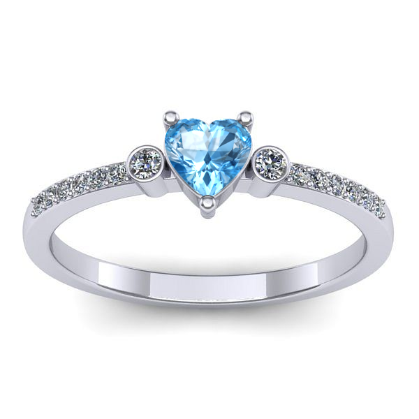 Inel de logodna cu topaz blue inima