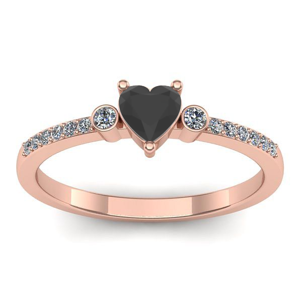 Inel de logodna cu diamant negru inima