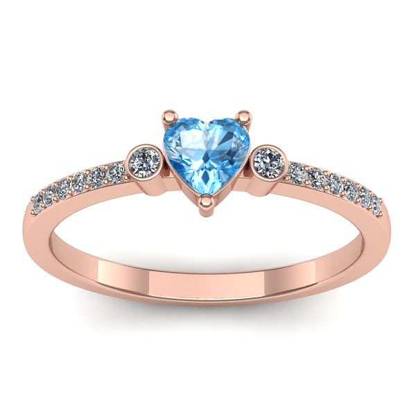 Inel cu topaz blue inima