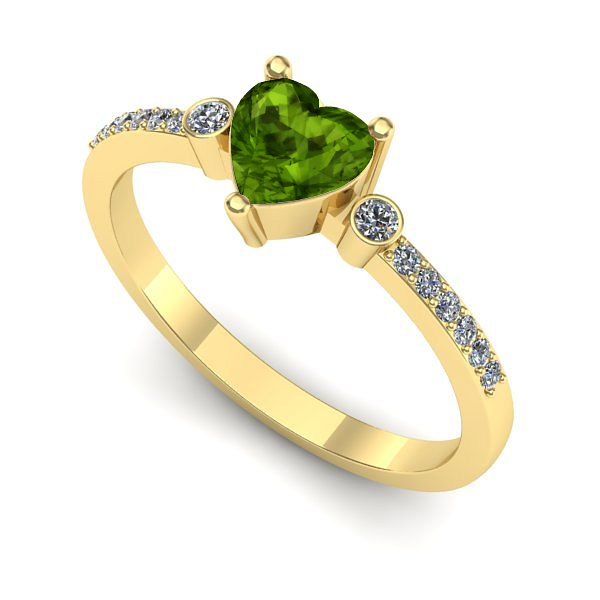 Inel logodna din aur galben cu peridot