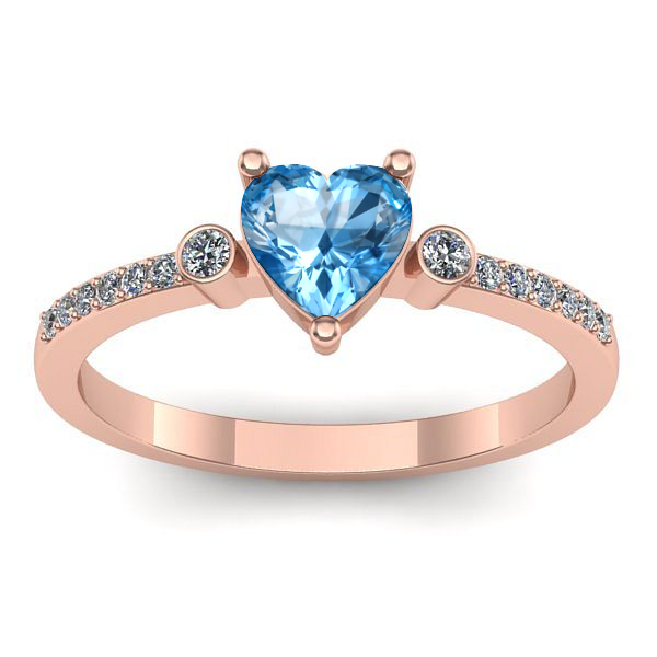Inel cu topaz blue inima