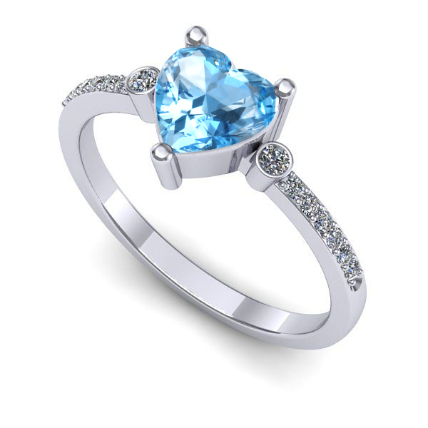Inel de logodna din aur alb cu topaz blue