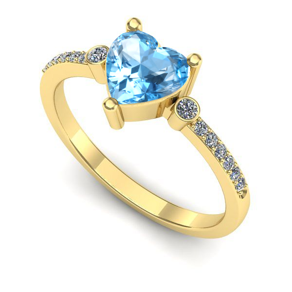 Inel de logodna din aur galben cu topaz blue