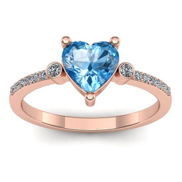 Inel cu topaz blue inima