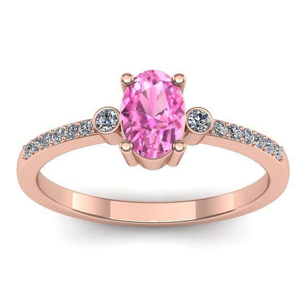 Inel cu safir roz oval