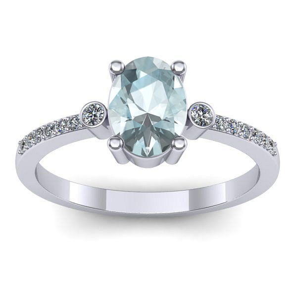 Inel cu aquamarin oval